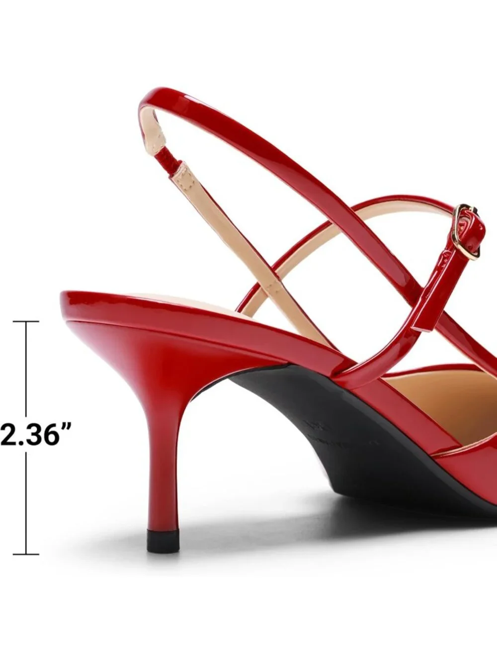 DREAM PAIRS Women's Red Kitten Slingback Pointed Closed Toe Heels Shoes